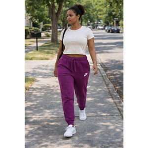 Nike Jogger Sweatpants Size M Tapered Drawstring Purple Athleisure Pants Women
